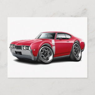 1968 Olds 442 Red-White Car Postkarte
