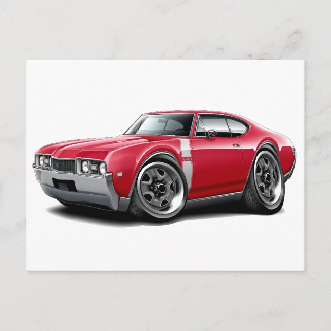 1968 Olds 442 Red-White Car Postkarte (Vorderseite)