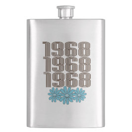 1968 Peace Sign Aqua Hippie Blume Power Flachmann