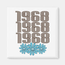 1968 Peace Sign Aqua Hippie Blume Power Magnet