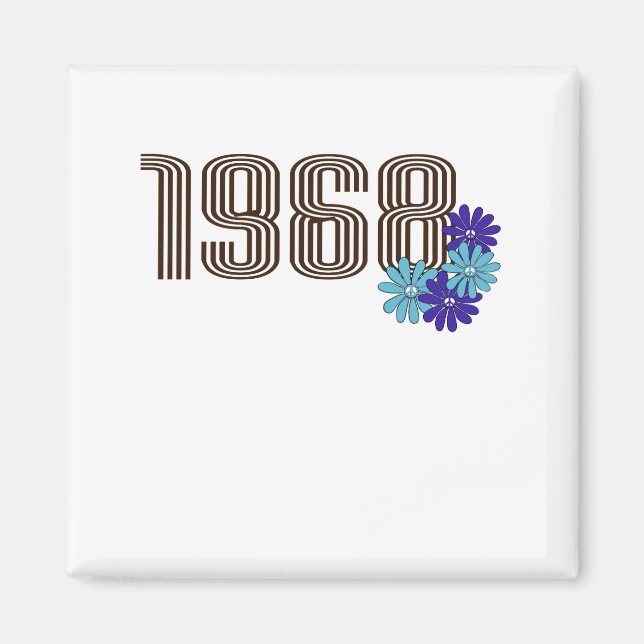 1968 Peace Sign Hippie Blume Power Aqua Lila Magnet (Vorne)