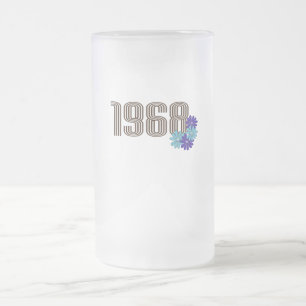 1968 Peace Sign Hippie Blume Power Aqua Lila Mattglas Bierglas