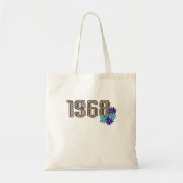 1968 Peace Sign Hippie Blume Power Aqua Lila Tragetasche