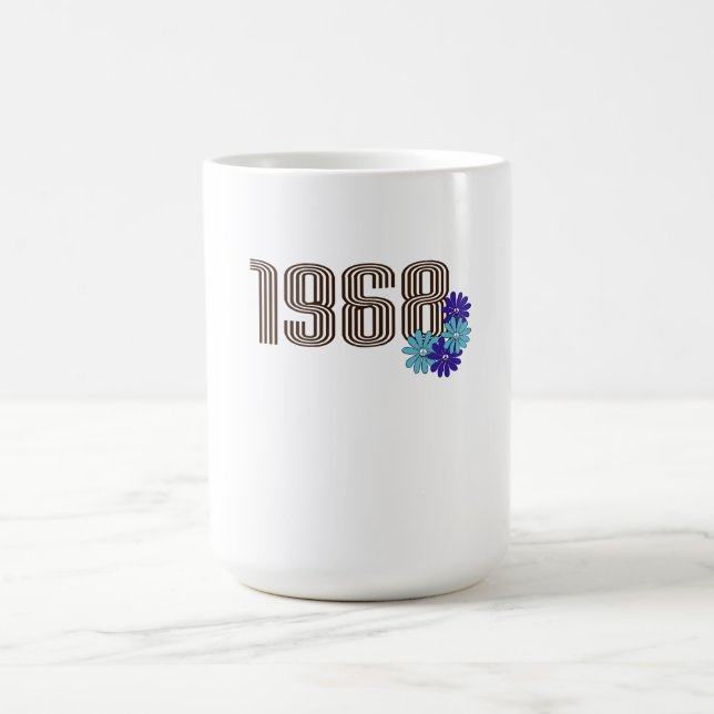 1968 Peace Sign Hippie Blume Power Aqua Lila Verwandlungstasse (Zentrum)