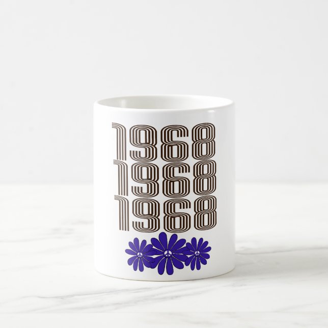 1968 Peace Sign Hippie Blume Power Lila Kaffeetasse (Mittel)