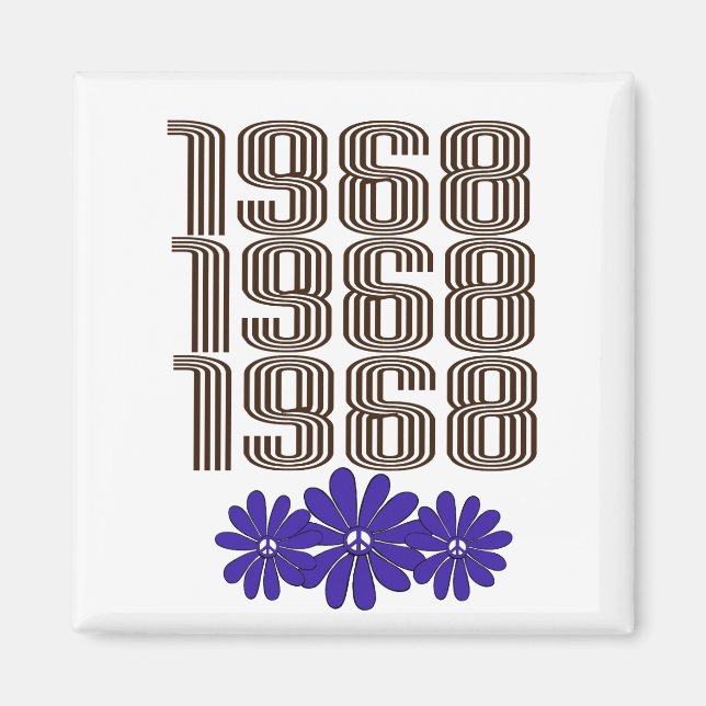 1968 Peace Sign Hippie Blume Power Lila Magnet (Vorne)