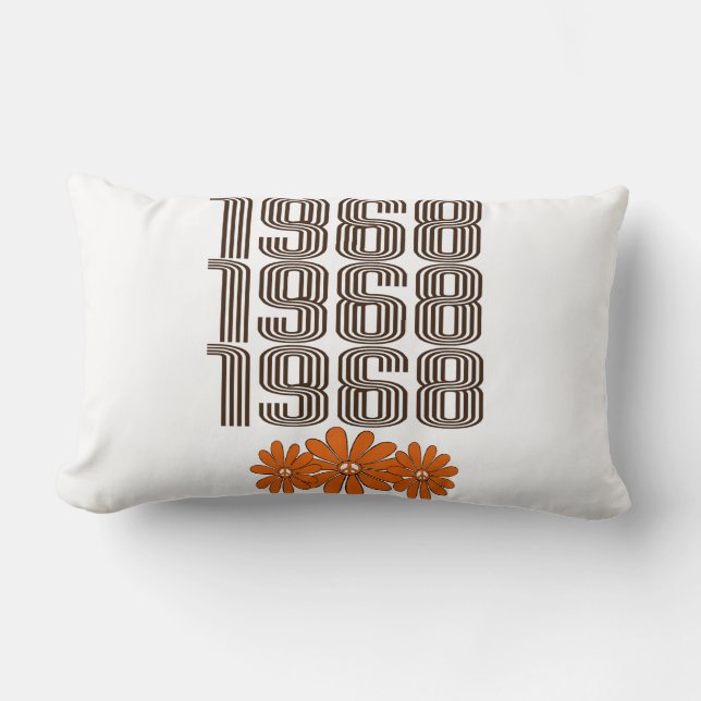 1968 Peace Sign Orange Hippy Blume Power Lendenkissen (Vorderseite)