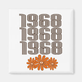 1968 Peace Sign Orange Hippy Blume Power Magnet