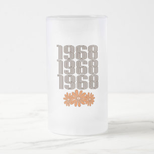 1968 Peace Sign Orange Hippy Blume Power Mattglas Bierglas