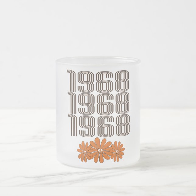 1968 Peace Sign Orange Hippy Blume Power Mattglastasse (Mittel)