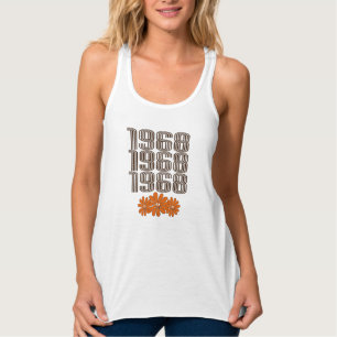 1968 Peace Sign Orange Hippy Blume Power Tank Top