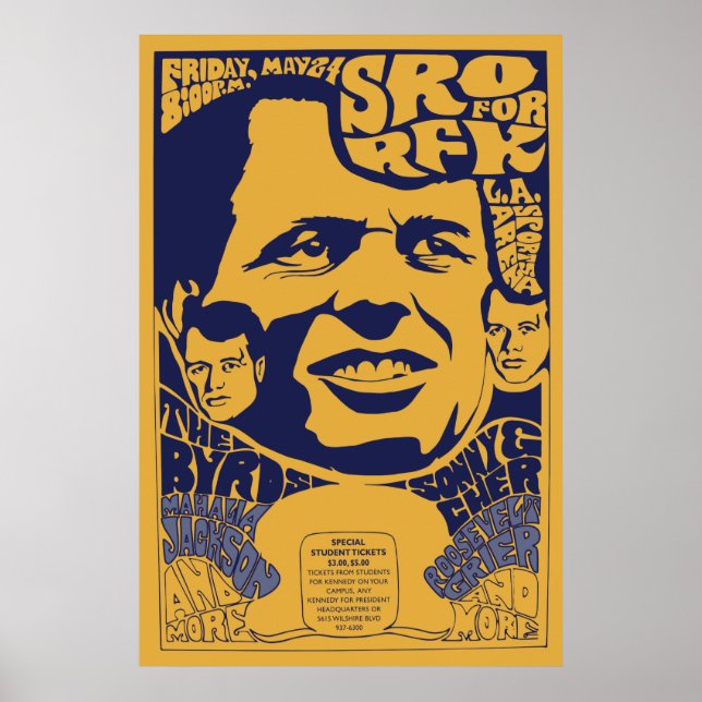 1968 "Stehend Room Only" RFK Psychedelic Poster (Vorne)