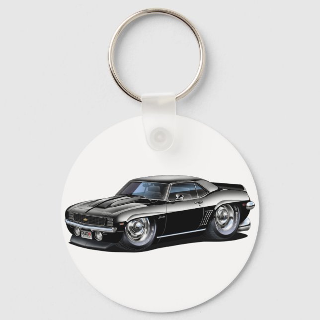 1969 Camaro Black Car Schlüsselanhänger (Vorderseite)