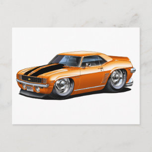 1969 Camaro Orange-Black Car Postkarte