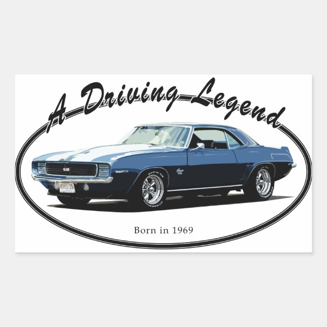 1969 CAMARO YENKO BLUE RECHTECKIGER AUFKLEBER (Vorderseite)