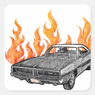 1969 Charger Quadratischer Aufkleber