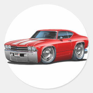 1969 Chevelle Red-White Car Runder Aufkleber