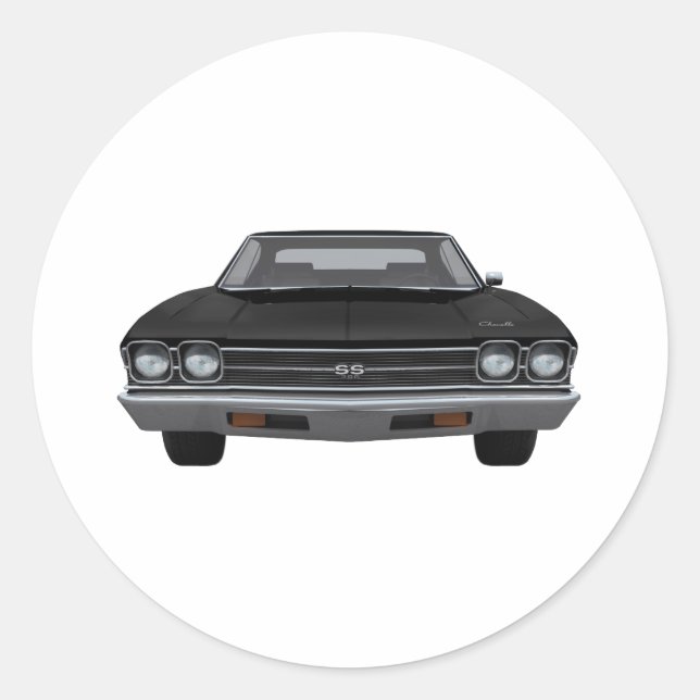 1969 Chevelle SS: Black Finish Runder Aufkleber (Vorderseite)