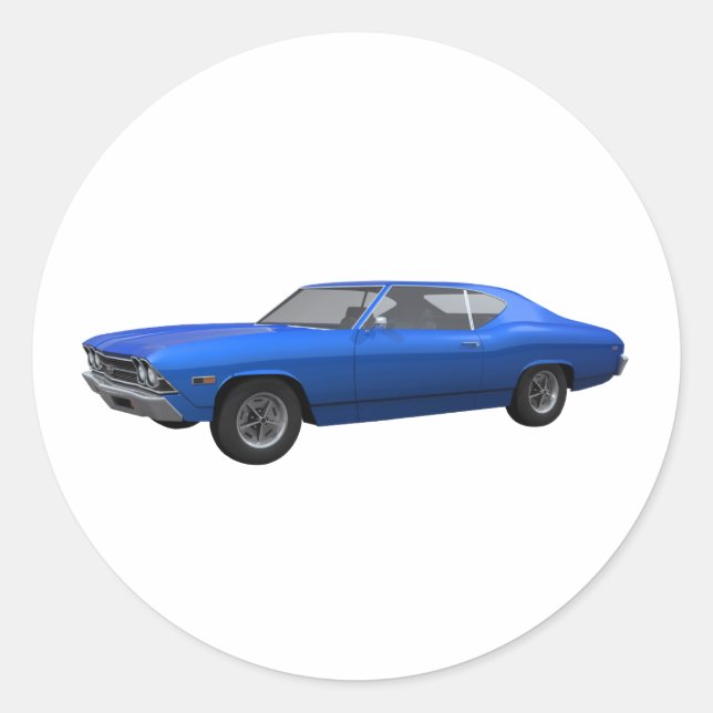 1969 Chevelle SS: Blue Finish Runder Aufkleber (Vorderseite)