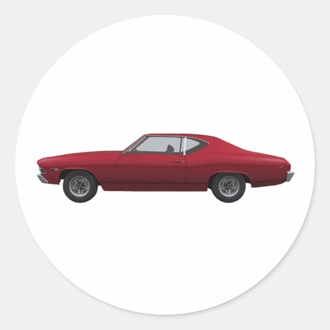 1969 Chevelle SS: Candy Apple Finish Runder Aufkleber (Vorderseite)