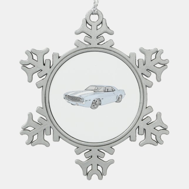 1969 Chevy Camaro Schneeflocken Zinn-Ornament (Vorderseite)