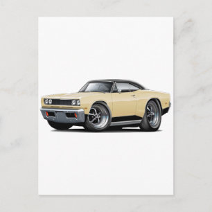 1969 Coronet RT Tan-Black Car Postkarte