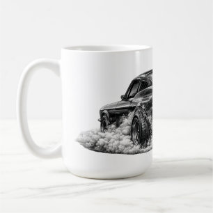 1969 Fastback-Muskelauto mit Durchdrehenden Rädern Kaffeetasse