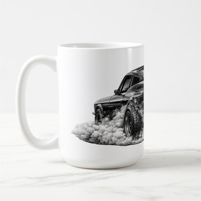 1969 Fastback-Muskelauto mit Durchdrehenden Rädern Kaffeetasse (Links)