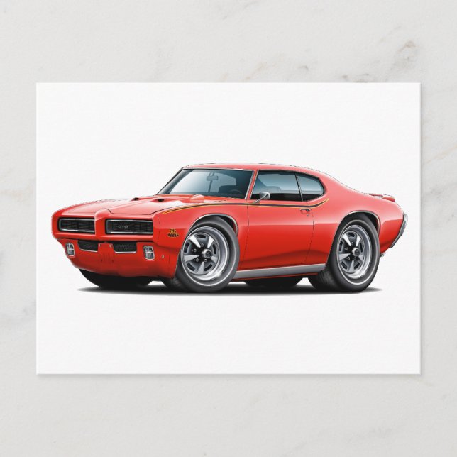 1969 GTO Judge Red Hidden Headlight Car Postkarte (Vorderseite)