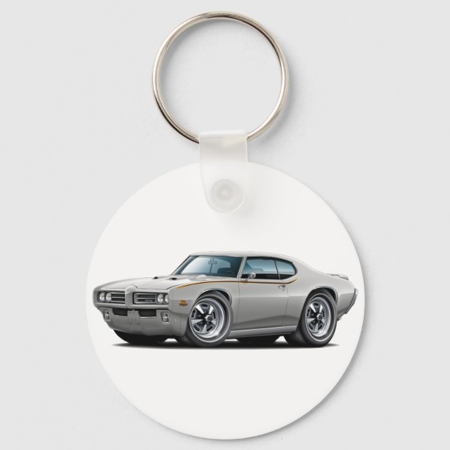 1969 GTO Judge Silver Car Schlüsselanhänger (Vorderseite)