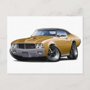 1970-72 Buick GS Gold Black Top Car Postkarte
