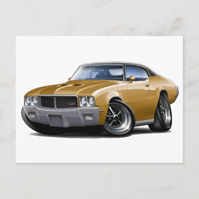 1970-72 Buick GS Gold Black Top Car Postkarte (Vorderseite)