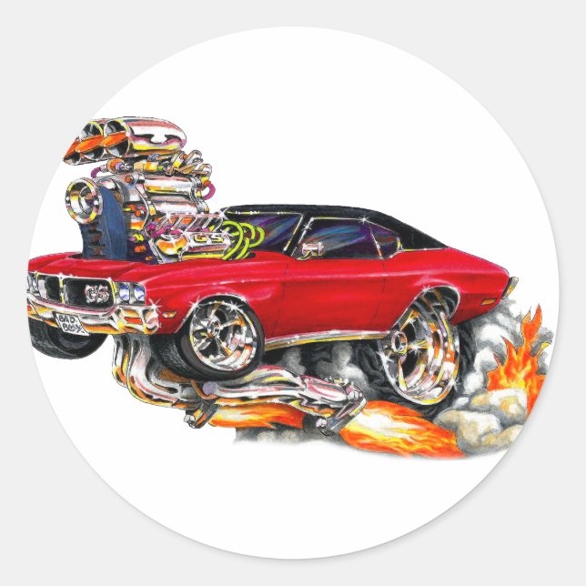 1970-72 Buick GS Red Car Runder Aufkleber (Vorderseite)