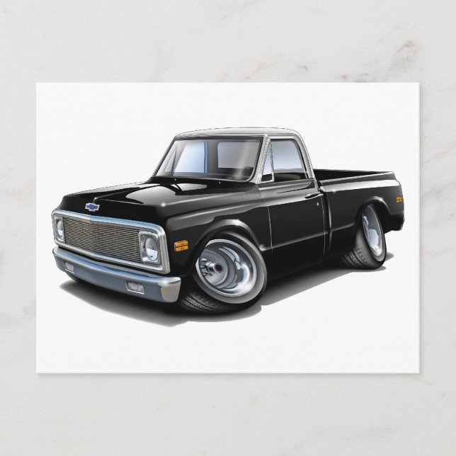 1970-72 Chevy C10 Black-White Top Truck Postkarte (Vorderseite)
