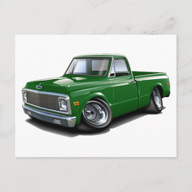 1970-72 Chevy C10 Green Truck Postkarte (Vorderseite)