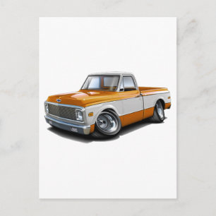 1970-72 Chevy C10 Orange-White Truck Postkarte