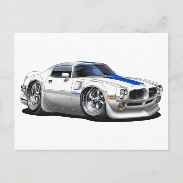 1970/72 Trans Am White Car Postkarte (Vorderseite)