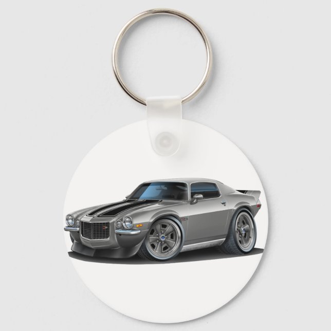 1970-73 Camaro Sil/Blk Car Schlüsselanhänger (Vorderseite)