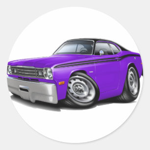 1970-74 Duster Lila-Schwarz Top Car Runder Aufkleber