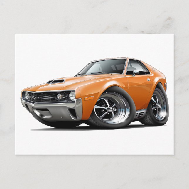 1970 AMX Orange Car Postkarte (Vorderseite)