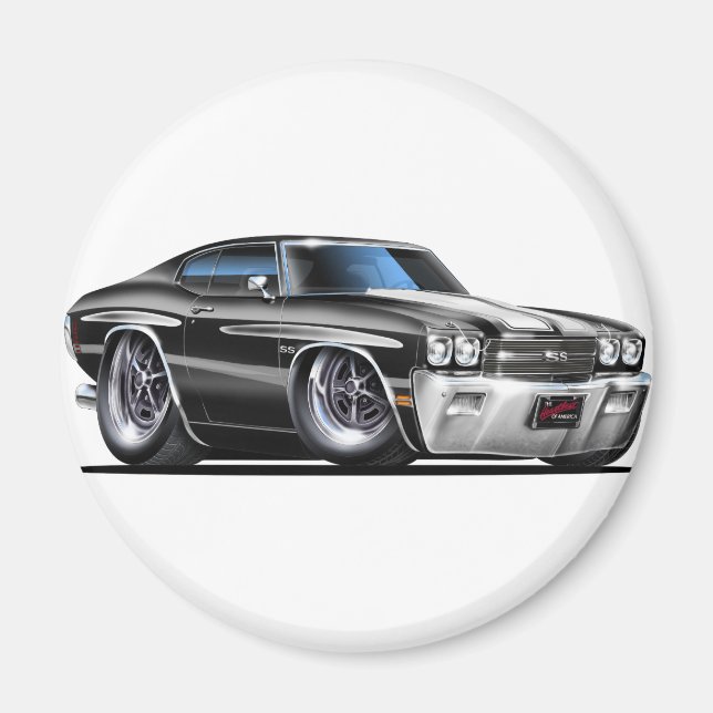 1970 Chevelle Black-White Car Magnet (Vorne)