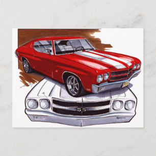 1970 Chevelle Red-White Car Postkarte