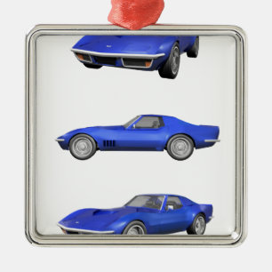 1970 Corvette: Blue Finish: Silbernes Ornament