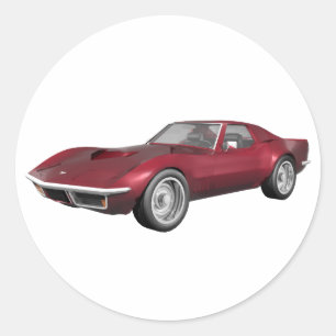 1970 Corvette Sports Car: Candy Apple Finish: Runder Aufkleber