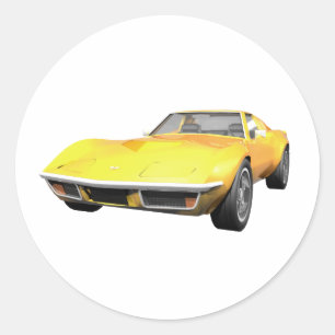 1970 Corvette Sportwagen: Gelb fertig Runder Aufkleber