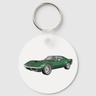 1970 Corvette Sportwagen: Grüne Fertigstellung Schlüsselanhänger