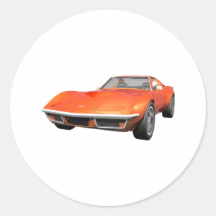 1970 Corvette Sportwagen: Orange Fertig: Runder Aufkleber