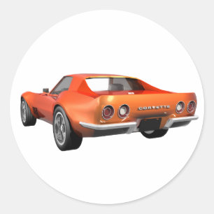1970 Corvette Sportwagen: Orange Fertig: Runder Aufkleber
