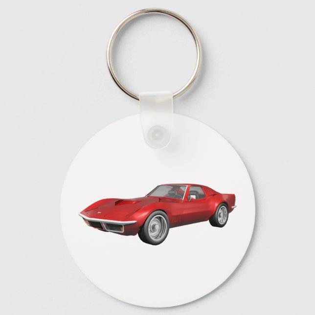 1970 Corvette Sportwagen: Red Finish Schlüsselanhänger (Vorderseite)