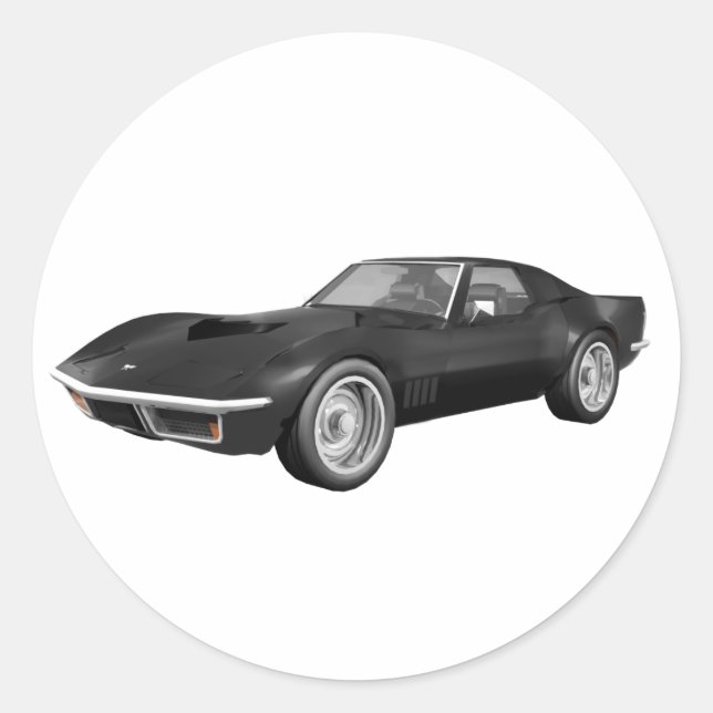 1970 Corvette Sportwagen: Schwarze Finish Runder Aufkleber (Vorderseite)